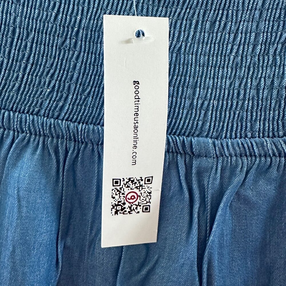 Blue Halter Neck Smocked Jumpsuit With Open Back & Wide Leg Pant For Size 2X - Picture 8 of 14